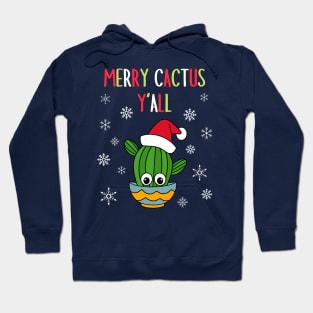 Merry Cactus Y'all - Cactus With A Santa Hat In A Bowl Hoodie
